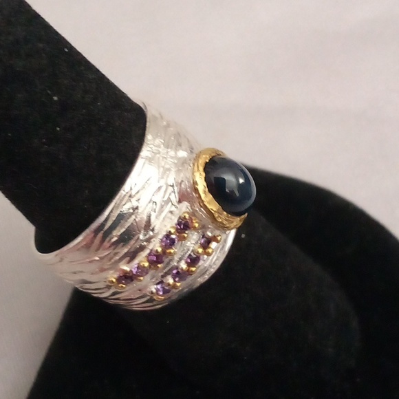 Petite   NATURAL .50ct blue star sapphire 💙 band ring Size 6.75 - Picture 4 of 6